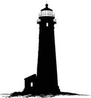 AI generated Silhouette lighthouse full black color only vector