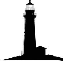 AI generated Silhouette lighthouse full black color only vector