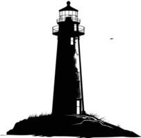 AI generated Silhouette lighthouse full black color only vector