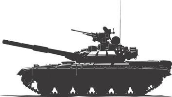 AI generated Silhouette military tank black color only vector