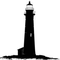 AI generated Silhouette lighthouse full black color only vector