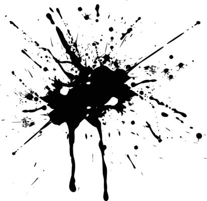 AI generated Silhouette ink splatter black color only