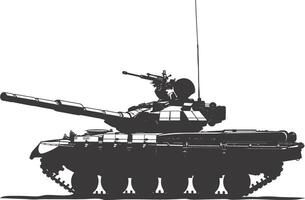 AI generated Silhouette military tank black color only vector