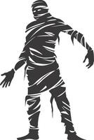 AI generated Silhouette mummy walking the egypt Mythical Creature black color only vector