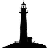 AI generated Silhouette lighthouse full black color only vector