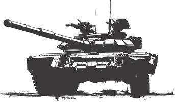 AI generated Silhouette military tank black color only vector