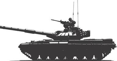 AI generated Silhouette military tank black color only vector