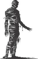 AI generated Silhouette mummy walking the egypt Mythical Creature black color only vector