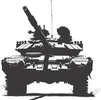 AI generated Silhouette military tank black color only vector