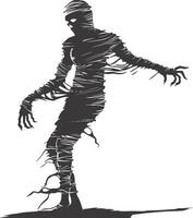 AI generated Silhouette mummy walking the egypt Mythical Creature black color only vector