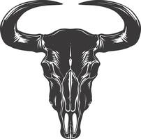 Silhouette bull head skull black color only vector