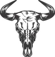 Silhouette bull head skull black color only vector