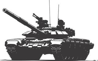 AI generated Silhouette military tank black color only vector