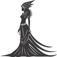 AI generated Silhouette Female Pharaoh the egypt Mythical Creature black color only vector