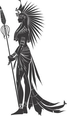 AI generated Silhouette Female Pharaoh the egypt Mythical Creature black color only