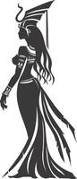 AI generated Silhouette Female Pharaoh the egypt Mythical Creature black color only vector