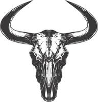 Silhouette bull head skull black color only vector