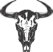 Silhouette bull head skull black color only vector