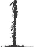 AI generated Silhouette Indian tribal wooden pole black color only vector