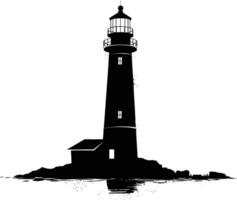 AI generated Silhouette lighthouse full black color only vector