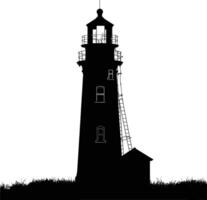 AI generated Silhouette lighthouse full black color only vector