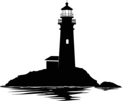 AI generated Silhouette lighthouse full black color only vector