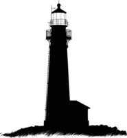 AI generated Silhouette lighthouse full black color only vector