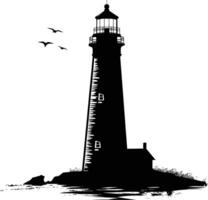 AI generated Silhouette lighthouse full black color only vector