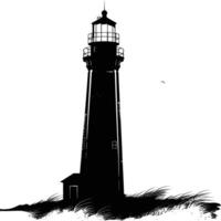 AI generated Silhouette lighthouse full black color only vector