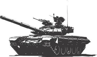 AI generated Silhouette military tank black color only vector