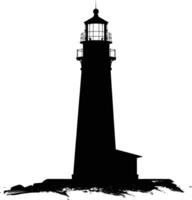 AI generated Silhouette lighthouse full black color only vector