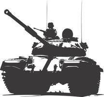 AI generated Silhouette military tank black color only vector