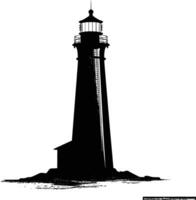 AI generated Silhouette lighthouse full black color only vector