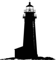 AI generated Silhouette lighthouse full black color only vector