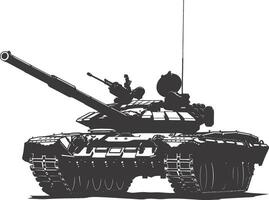 AI generated Silhouette military tank black color only vector