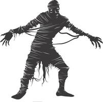 AI generated Silhouette mummy attack the egypt Mythical Creature black color only vector