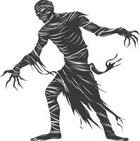 AI generated Silhouette mummy attack the egypt Mythical Creature black color only vector