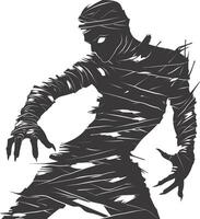 AI generated Silhouette mummy attack the egypt Mythical Creature black color only vector