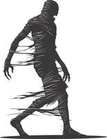 AI generated Silhouette mummy walking the egypt Mythical Creature black color only vector