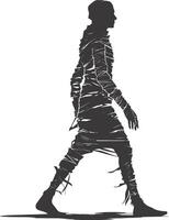 AI generated Silhouette mummy walking the egypt Mythical Creature black color only vector