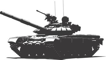 AI generated Silhouette military tank black color only vector