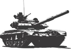 AI generated Silhouette military tank black color only vector