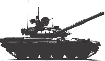 AI generated Silhouette military tank black color only vector