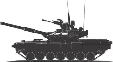 AI generated Silhouette military tank black color only vector