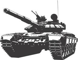 AI generated Silhouette military tank black color only vector