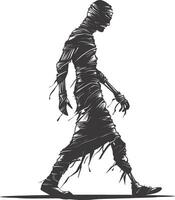 AI generated Silhouette mummy walking the egypt Mythical Creature black color only vector