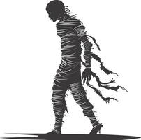 AI generated Silhouette mummy walking the egypt Mythical Creature black color only vector