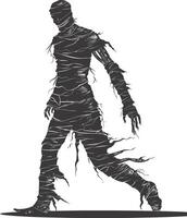 AI generated Silhouette mummy walking the egypt Mythical Creature black color only vector