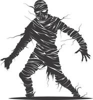 AI generated Silhouette mummy attack the egypt Mythical Creature black color only vector