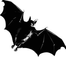 AI generated Silhouette bat animal black color only full body vector